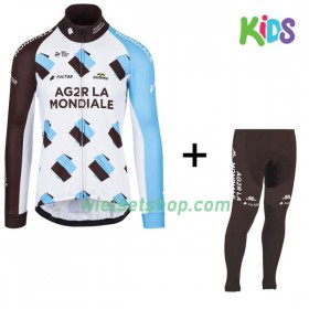 Kind Fietskleding (Wielershirt Lange Mouw + Fietsbroek Lang) 2017 AG2R La Mondiale N001